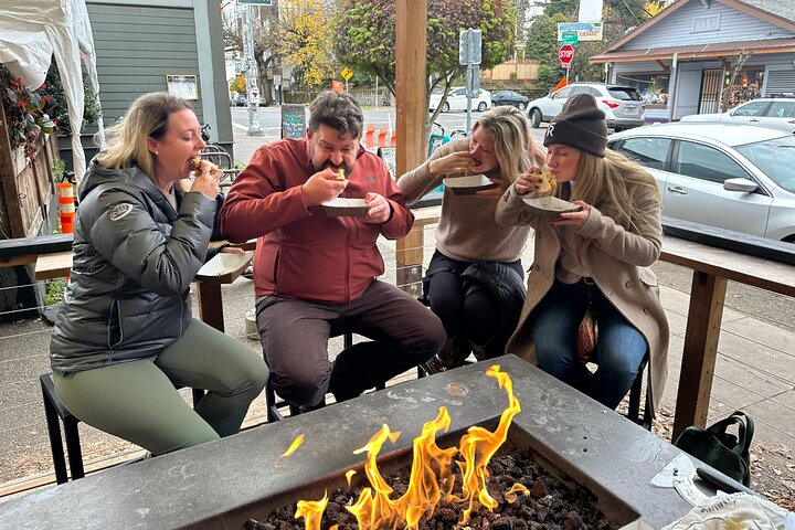 Egg sammies around the fire.